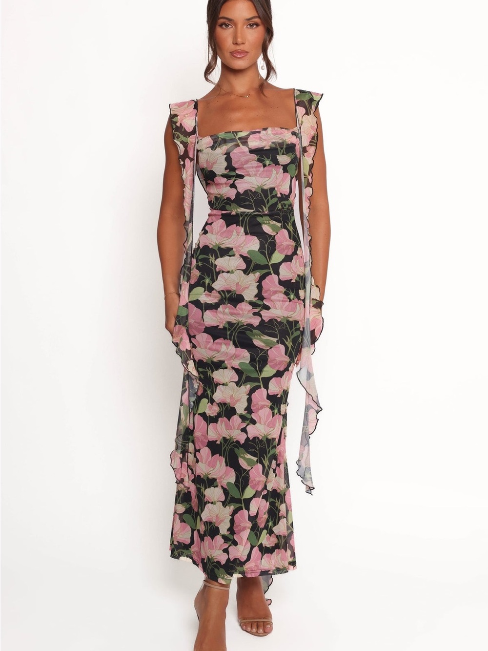 NWT Leon Gori: Black Floral Chiara Maxi Dress
